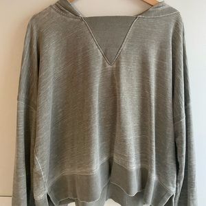 Free people green sweater with hood